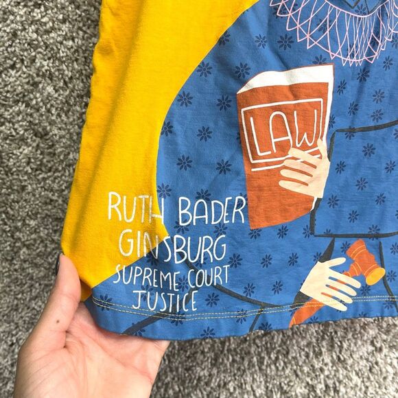 Piccolina T-Shirt Girls 10 Yellow and Blue Ruth Bader Ginsburg Short Sleeve - Picture 3 of 5